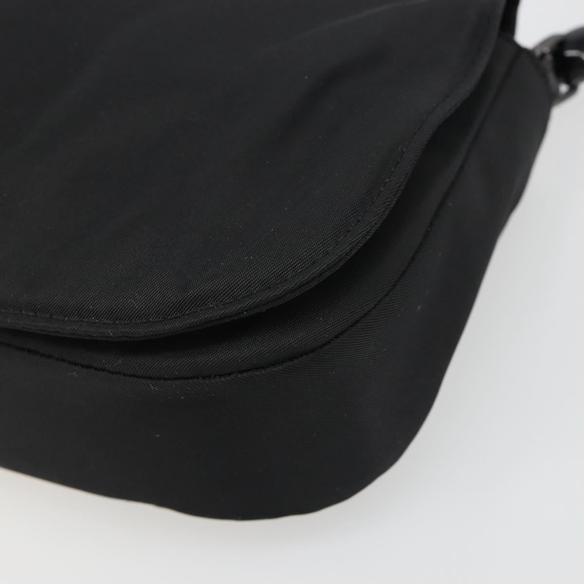 Christian Dior Maris Pearl Shoulder Bag Nylon Black Silver Auth 186460
