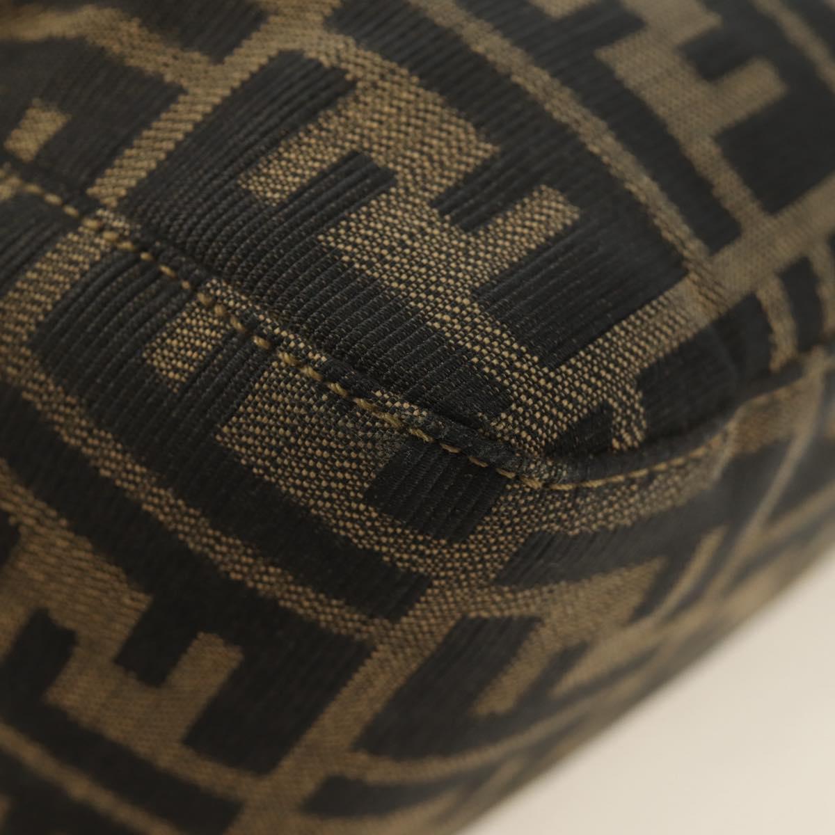 FENDI Zucca Canvas Mamma Baguette Shoulder Bag Black Brown Auth 186461V