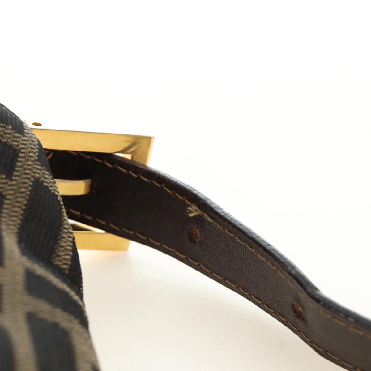 FENDI Zucca Canvas Mamma Baguette Shoulder Bag Black Brown Auth 186461V