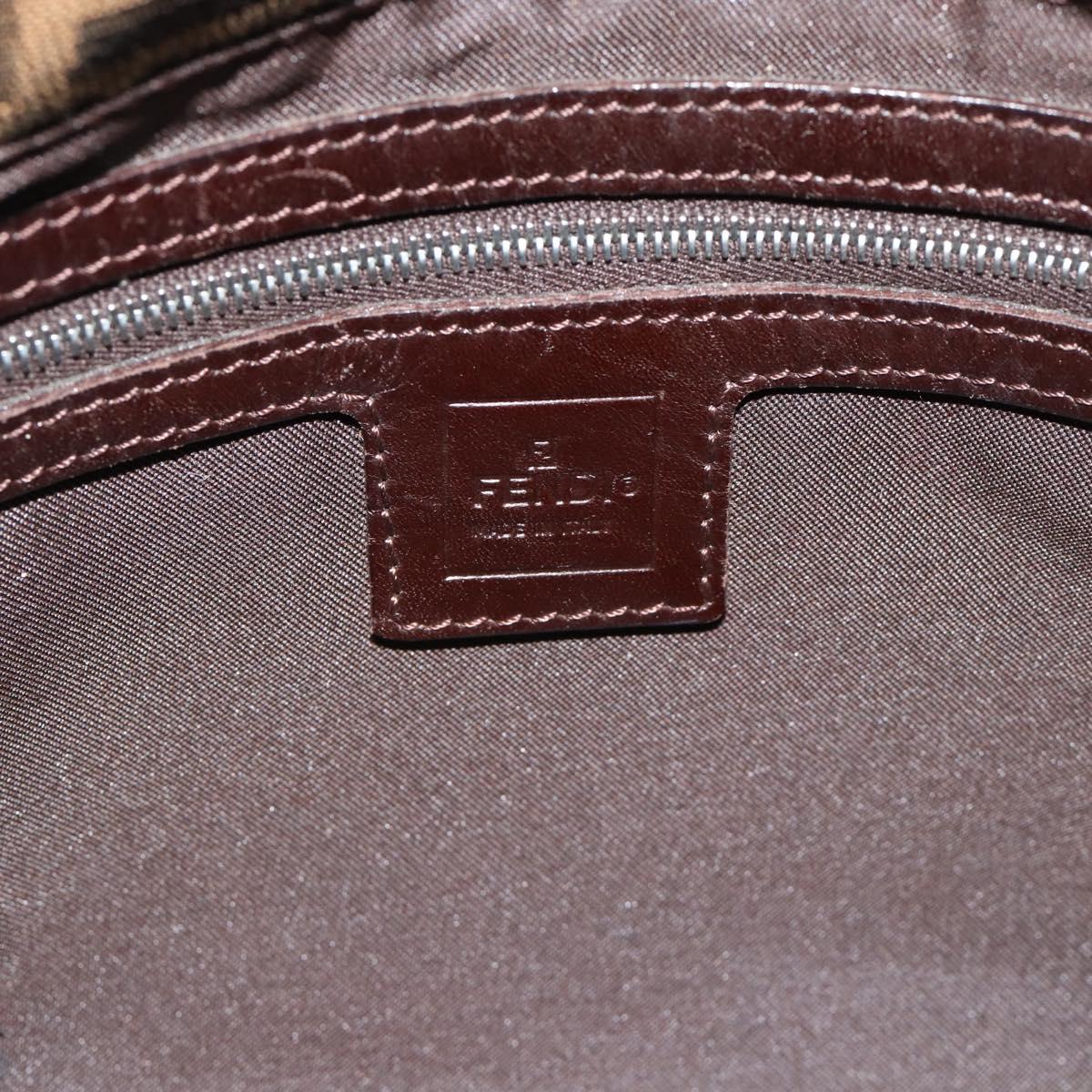 FENDI Zucca Canvas Mamma Baguette Shoulder Bag Black Silver Brown Auth 186462V