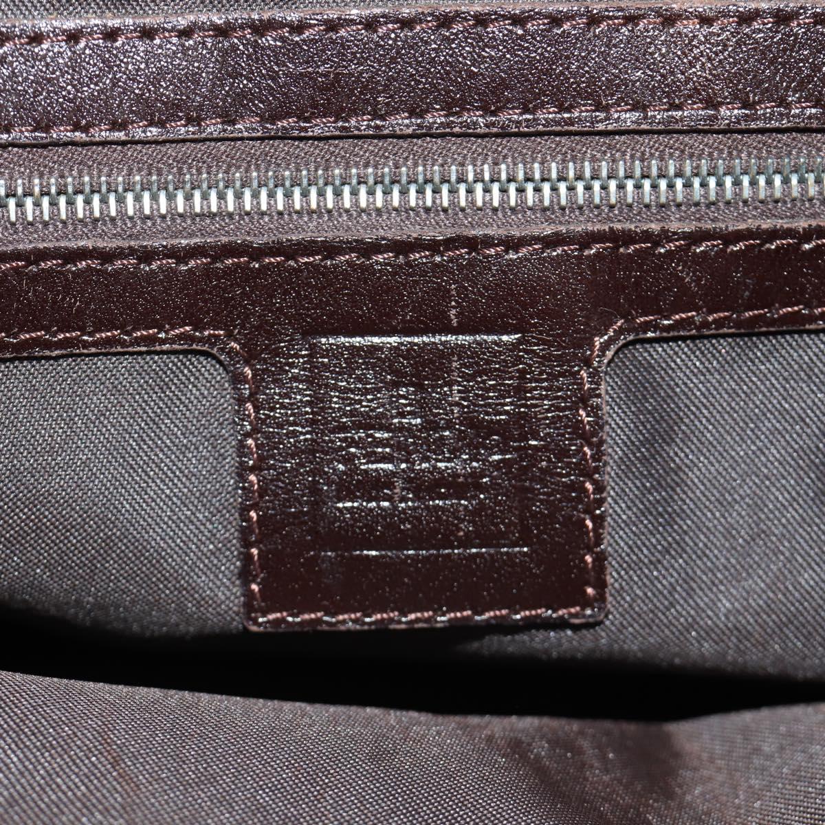 FENDI Zucca Canvas Mamma Baguette Shoulder Bag Black Brown Auth 186463V
