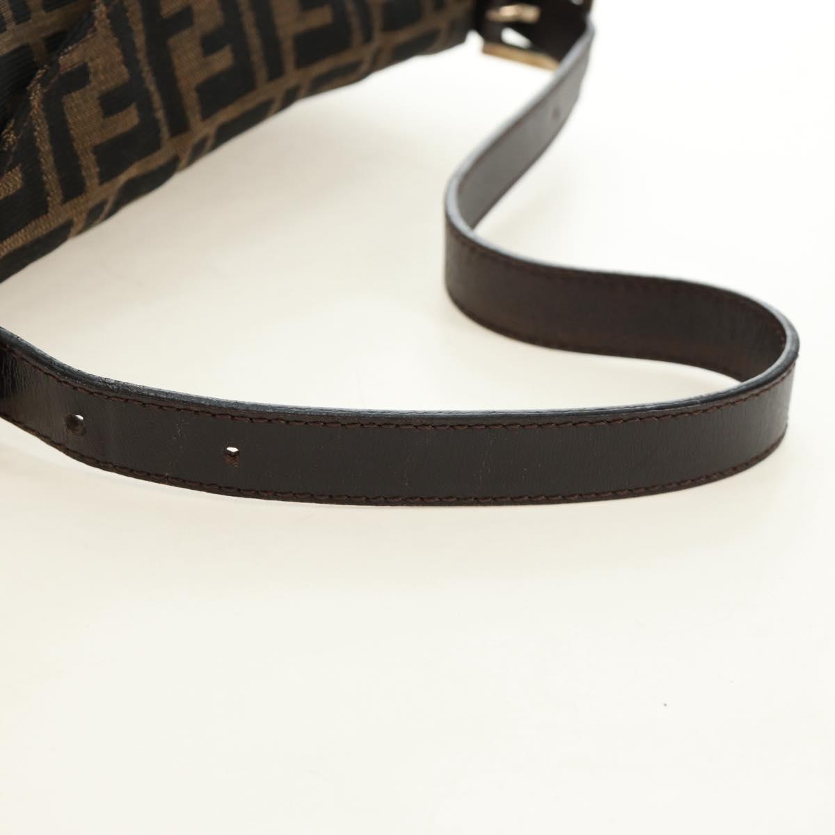 FENDI Zucca Canvas Mamma Baguette Shoulder Bag Black Brown Auth 186463V