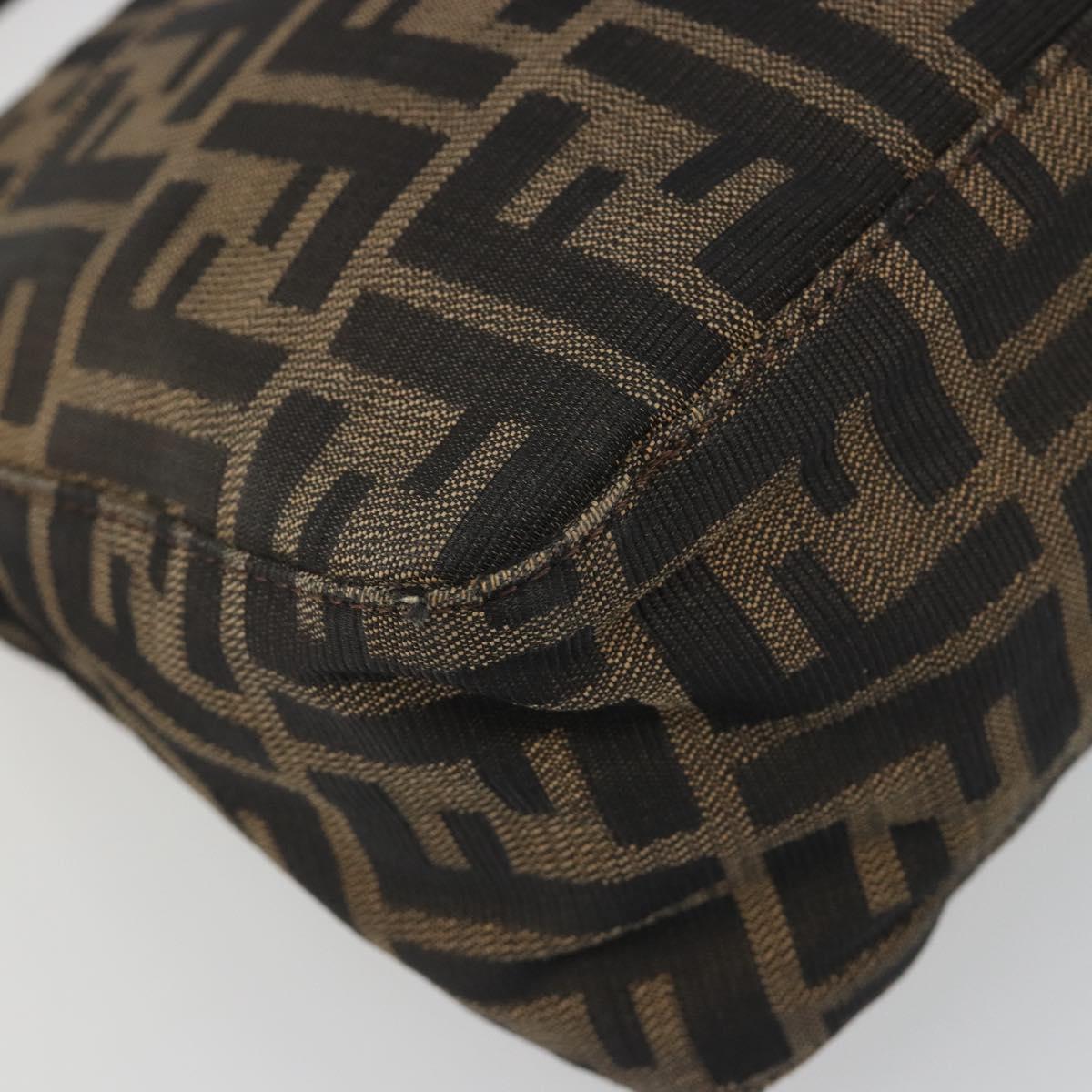 FENDI Zucca Canvas Mamma Baguette Shoulder Bag Black Brown Auth 186464