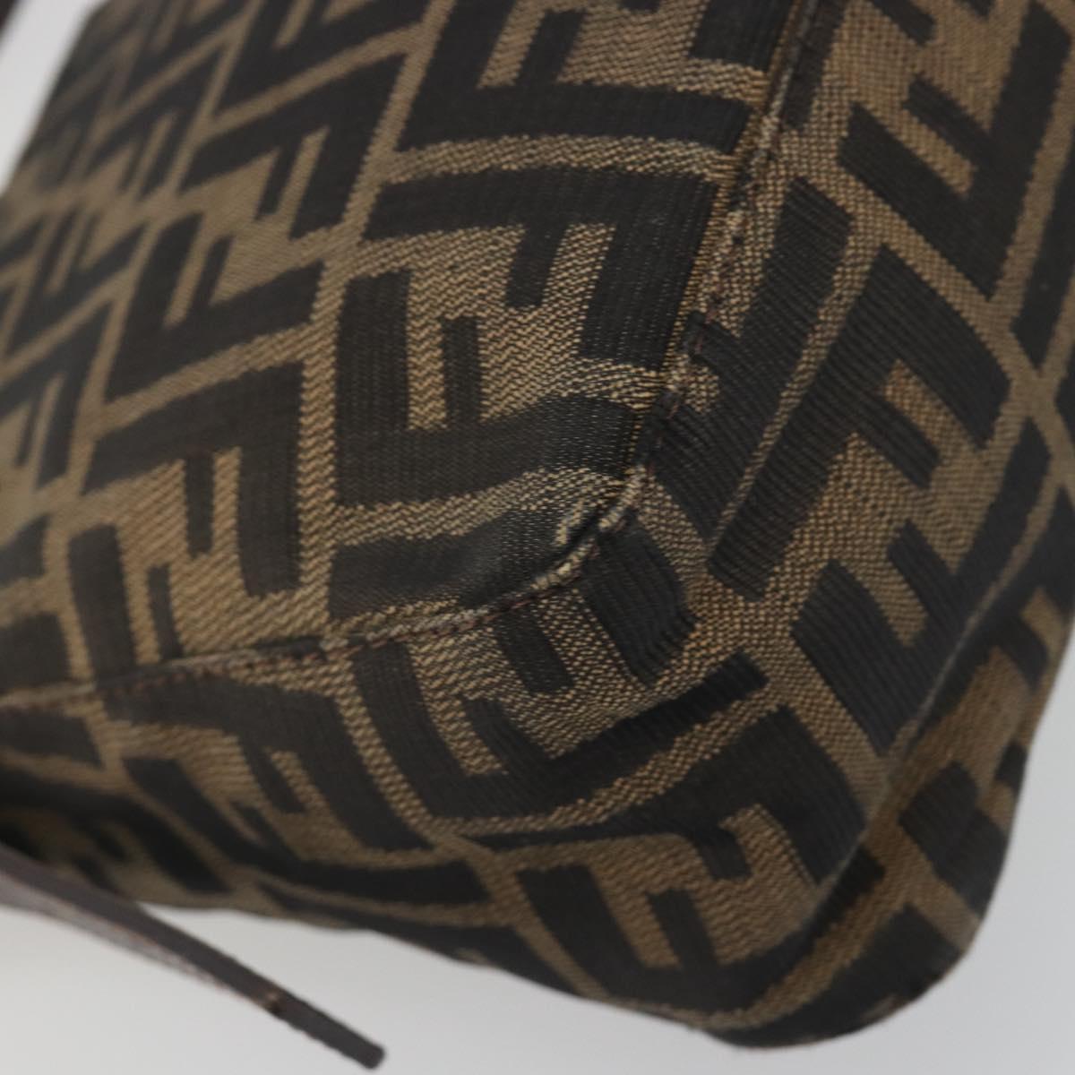 FENDI Zucca Canvas Mamma Baguette Shoulder Bag Black Brown Auth 186464