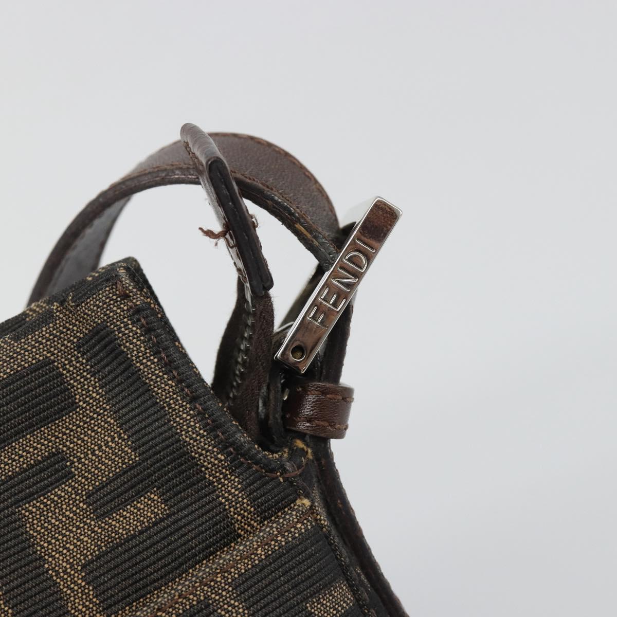 FENDI Zucca Canvas Mamma Baguette Shoulder Bag Black Brown Auth 186464