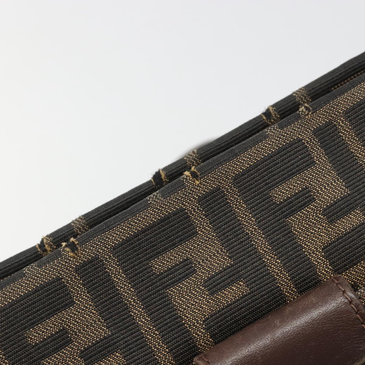 FENDI Zucca Canvas Mamma Baguette Shoulder Bag Black Brown Auth 186464