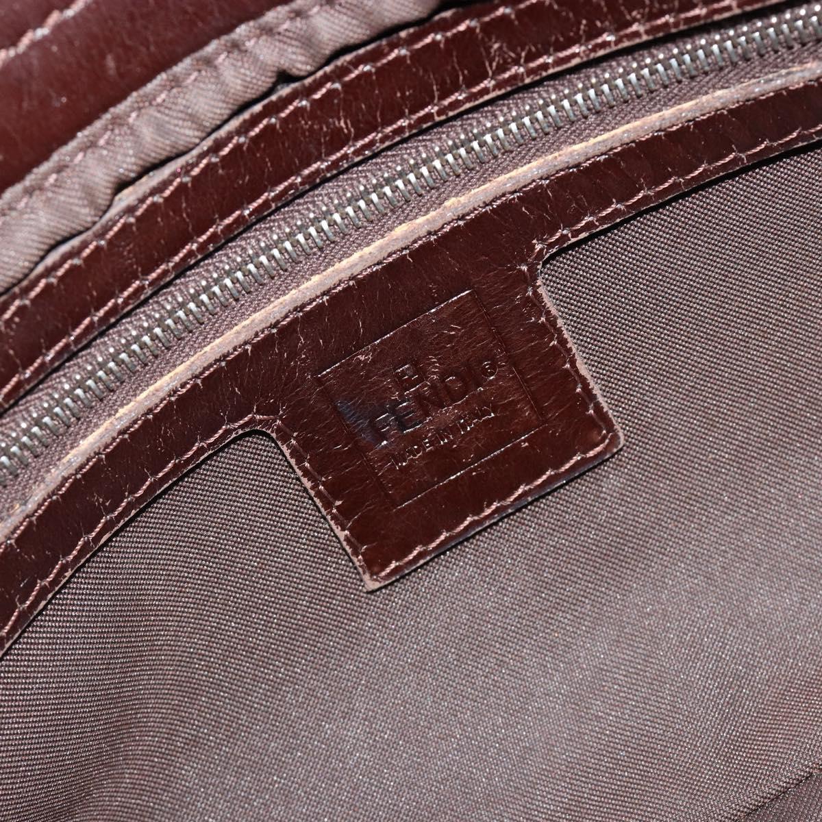 FENDI Zucca Canvas Mamma Baguette Shoulder Bag Black Brown Auth 186464