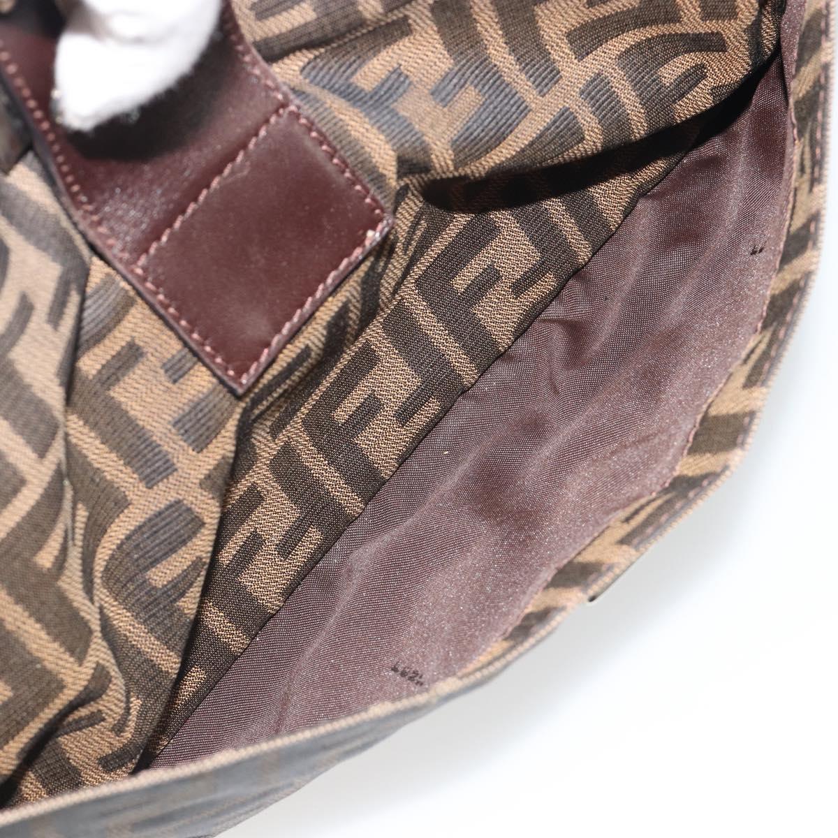 FENDI Zucca Canvas Mamma Baguette Shoulder Bag Black Brown Auth 186464