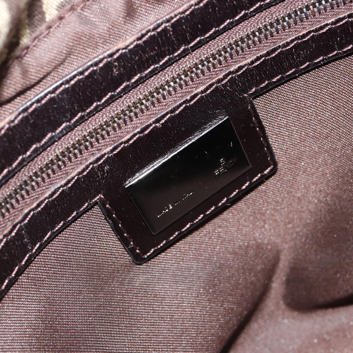 FENDI Zucchino Canvas Mamma Baguette Shoulder Bag Black Auth 186465V