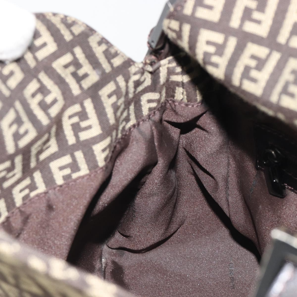 FENDI Zucchino Canvas Mamma Baguette Shoulder Bag Black Auth 186465V