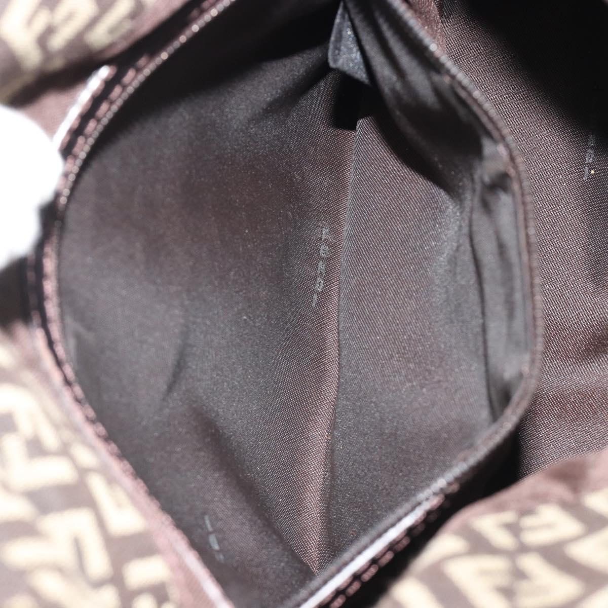 FENDI Zucchino Canvas Mamma Baguette Shoulder Bag Black Auth 186465V
