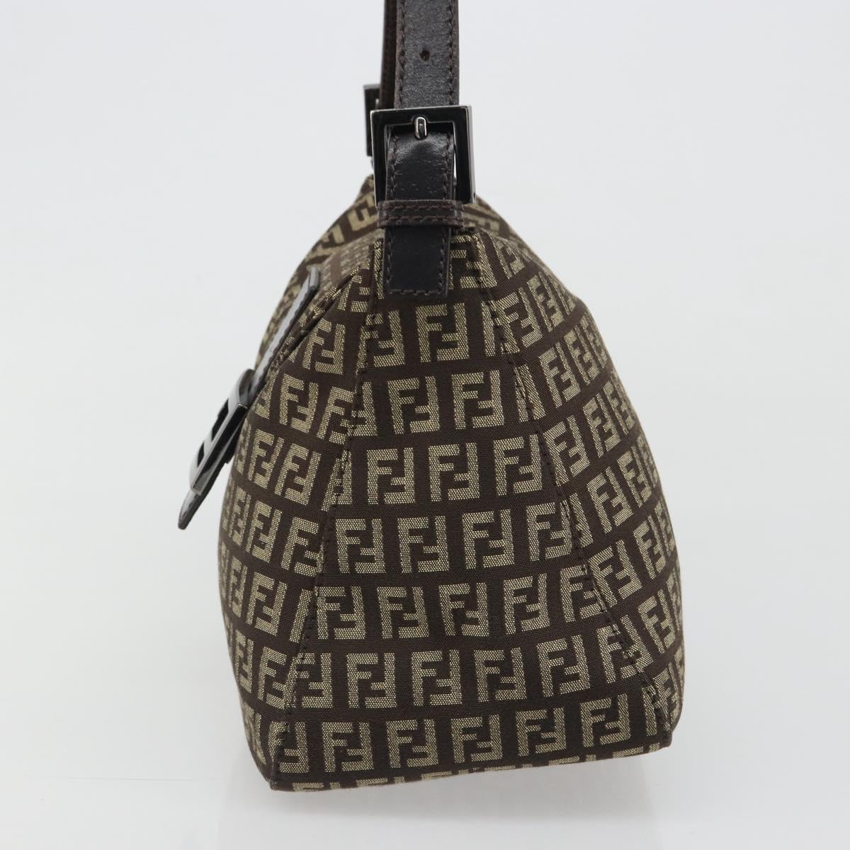 FENDI Zucchino Canvas Mamma Baguette Shoulder Bag Black Auth 186465V