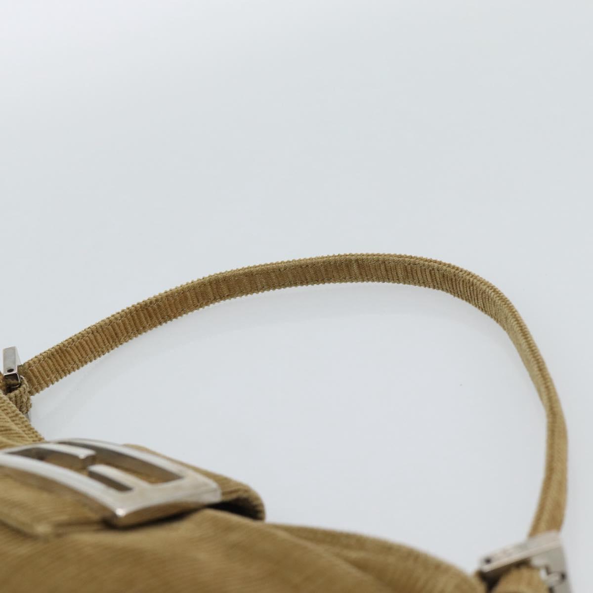 FENDI Mamma Baguette Shoulder Bag Corduroy Brown Silver Auth 186467V