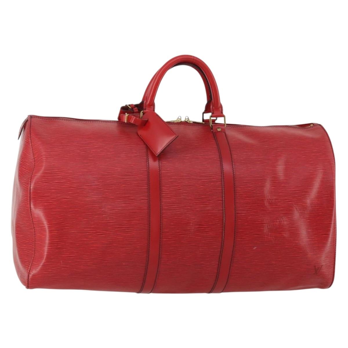 LOUIS VUITTON Epi Keepall 55 Boston Bag Red M42957 LV Auth 186468A