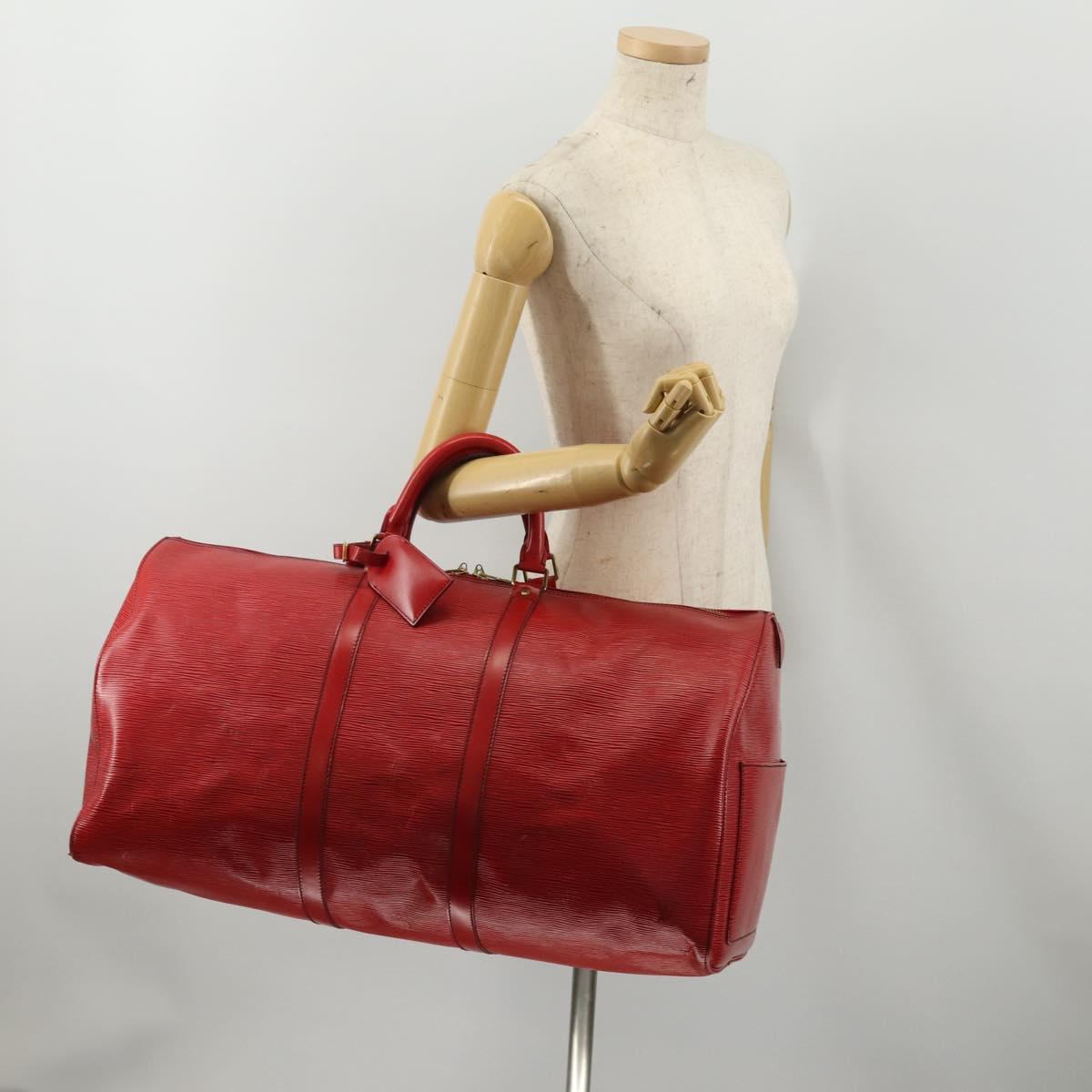LOUIS VUITTON Epi Keepall 55 Boston Bag Red M42957 LV Auth 186468A