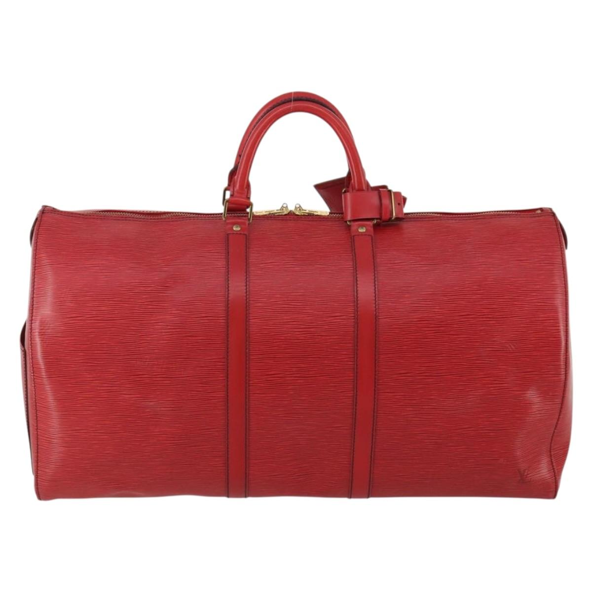 LOUIS VUITTON Epi Keepall 55 Boston Bag Red M42957 LV Auth 186468A