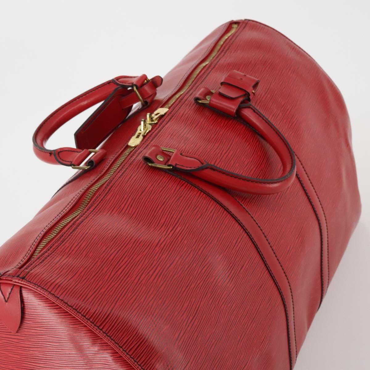 LOUIS VUITTON Epi Keepall 55 Boston Bag Red M42957 LV Auth 186468A