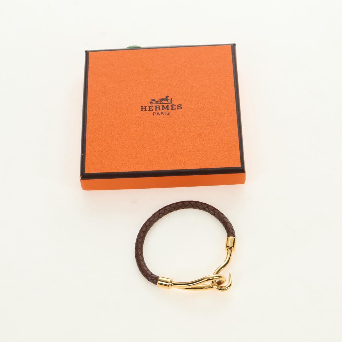 HERMES Jumbo Bracelet Leather Brown Auth 186481V