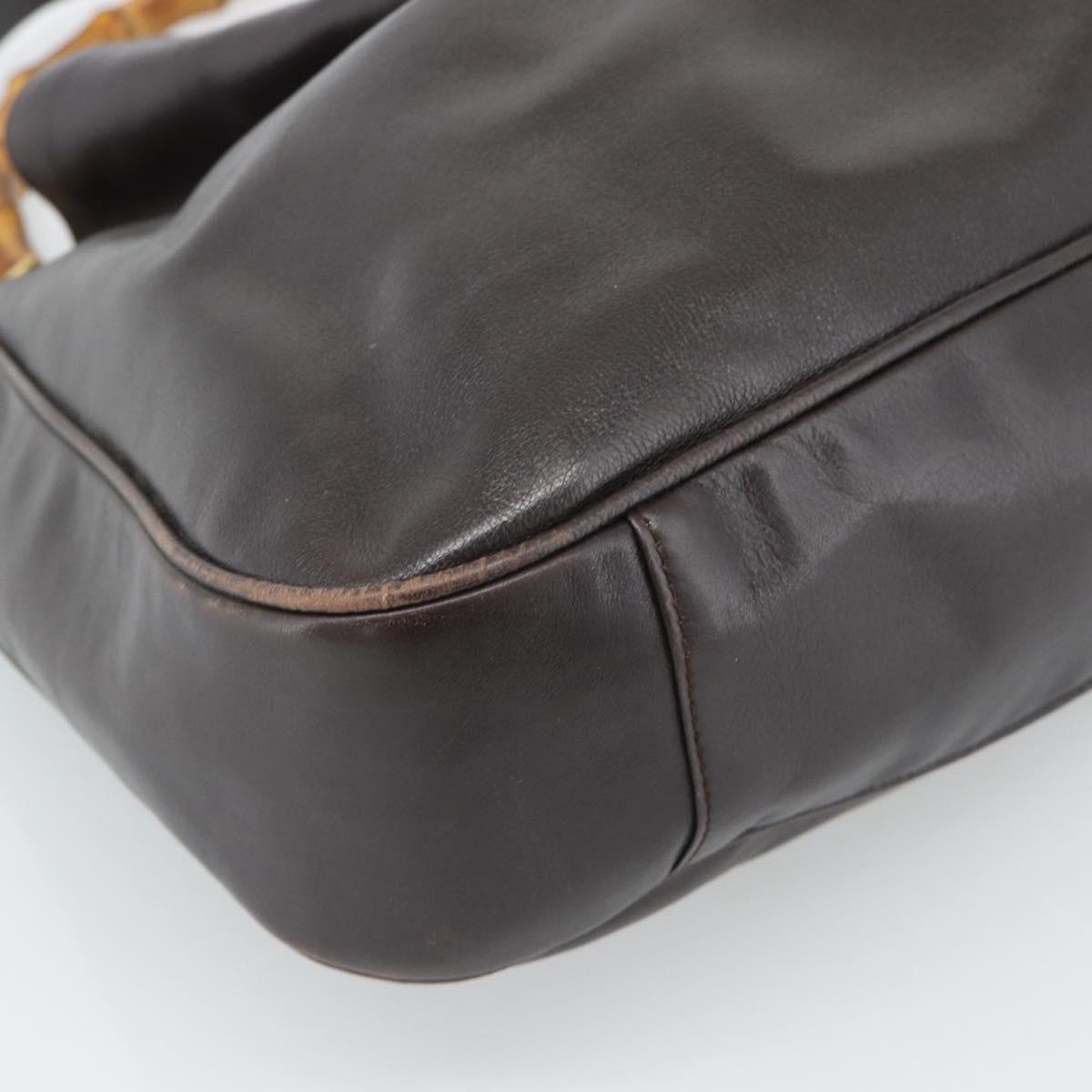 GUCCI Bamboo Shoulder Bag Leather 2way Brown Gold 001 2852 1577 Auth 186540