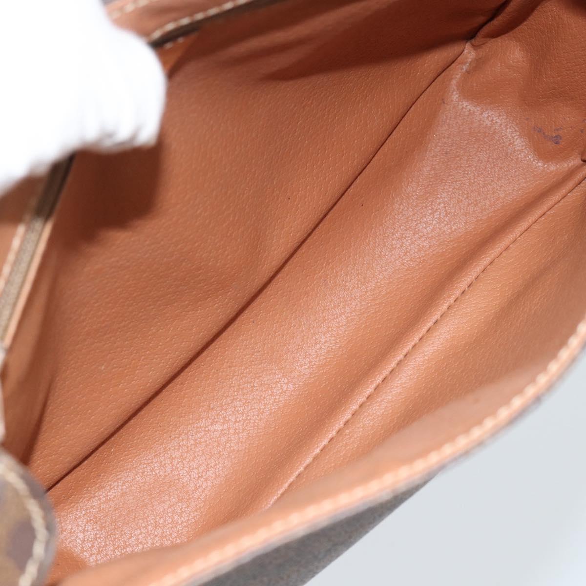CELINE Macadam Canvas Shoulder Bag PVC Leather Brown Gold Auth 186541