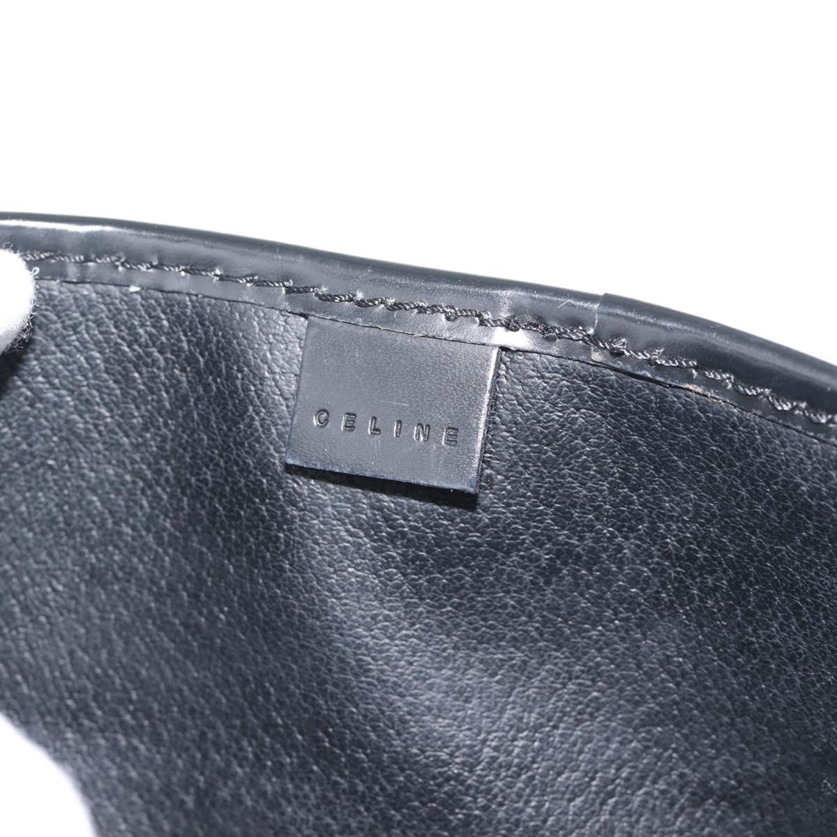 CELINE Macadam Canvas Pouch PVC Leather Black Gold Auth 186542A