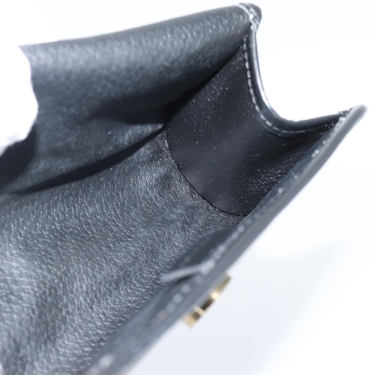 CELINE Macadam Canvas Pouch PVC Leather Black Gold Auth 186542A