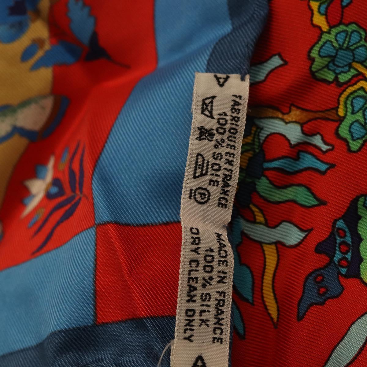 HERMES Carre 90 Scarf ""fantaisies indiennes"" Silk Red Auth 186543