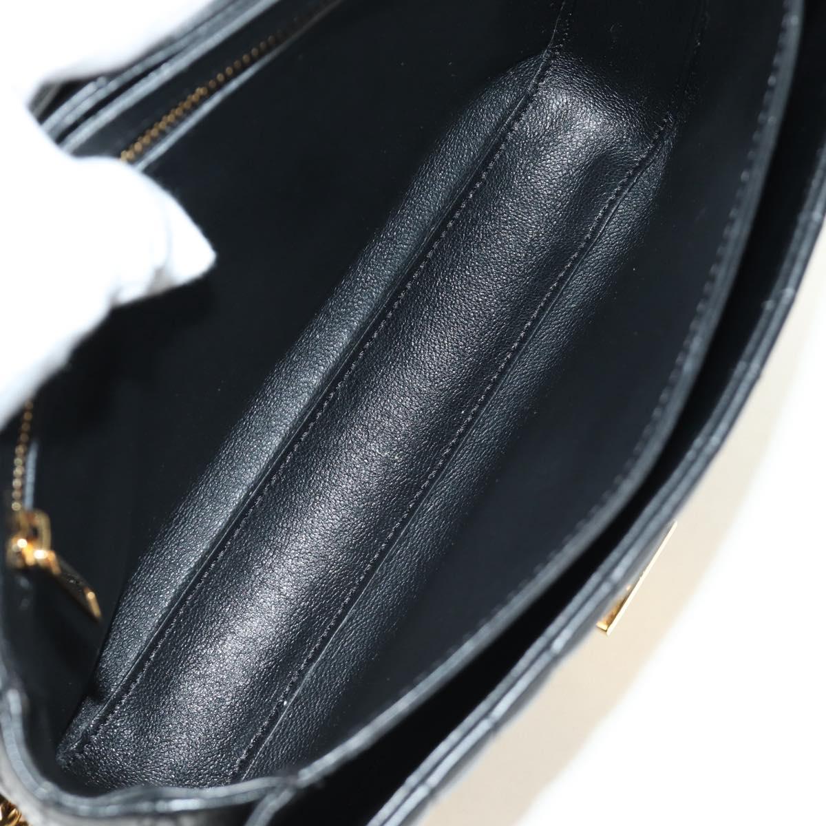CELINE Chain Shoulder Bag Leather Black Gold Auth 186545SAM