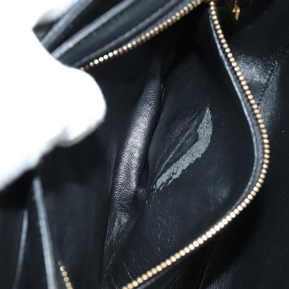 CELINE Chain Shoulder Bag Leather Black Gold Auth 186545SAM
