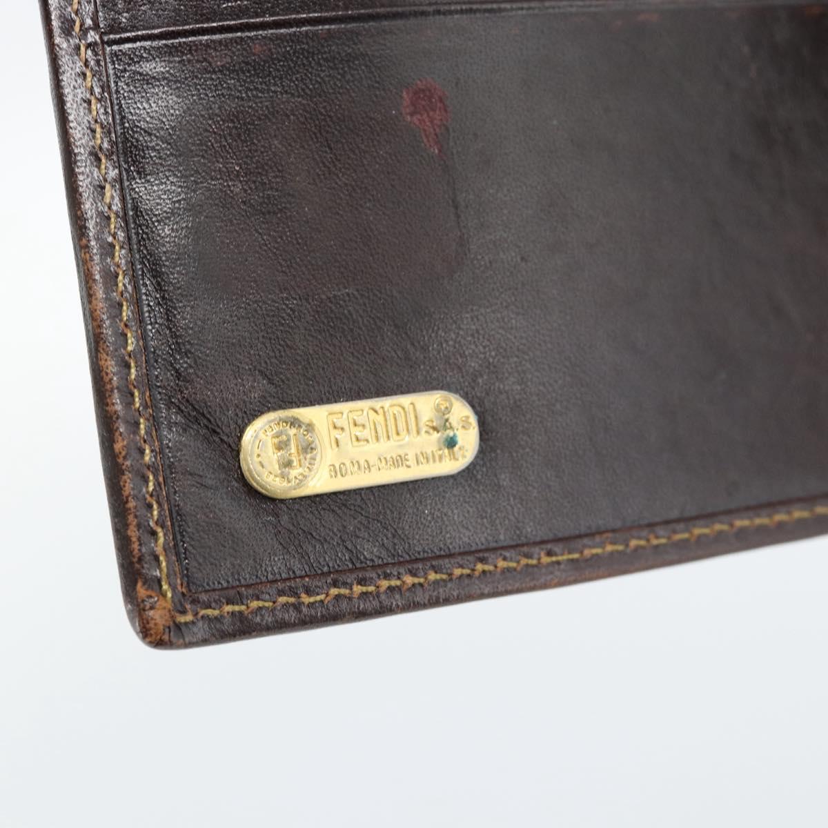 FENDI Zucca Canvas Bifold Wallet Black Brown Auth 186546