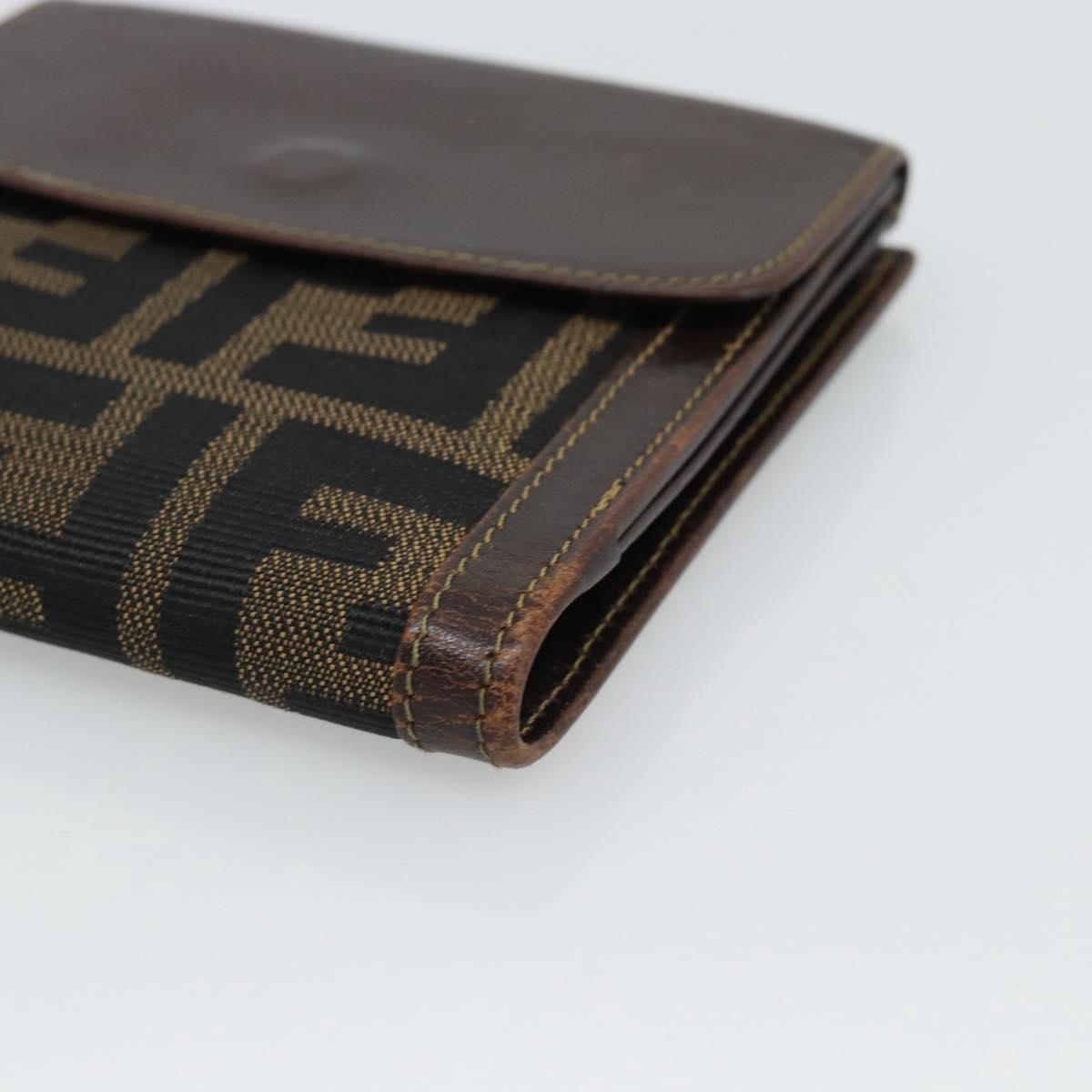 FENDI Zucca Canvas Bifold Wallet Black Brown Auth 186546