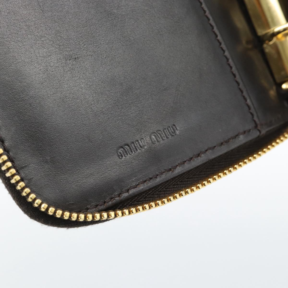 Miu Miu Day Planner Cover Leather Croco Embossed Brown Gold Auth 186547A
