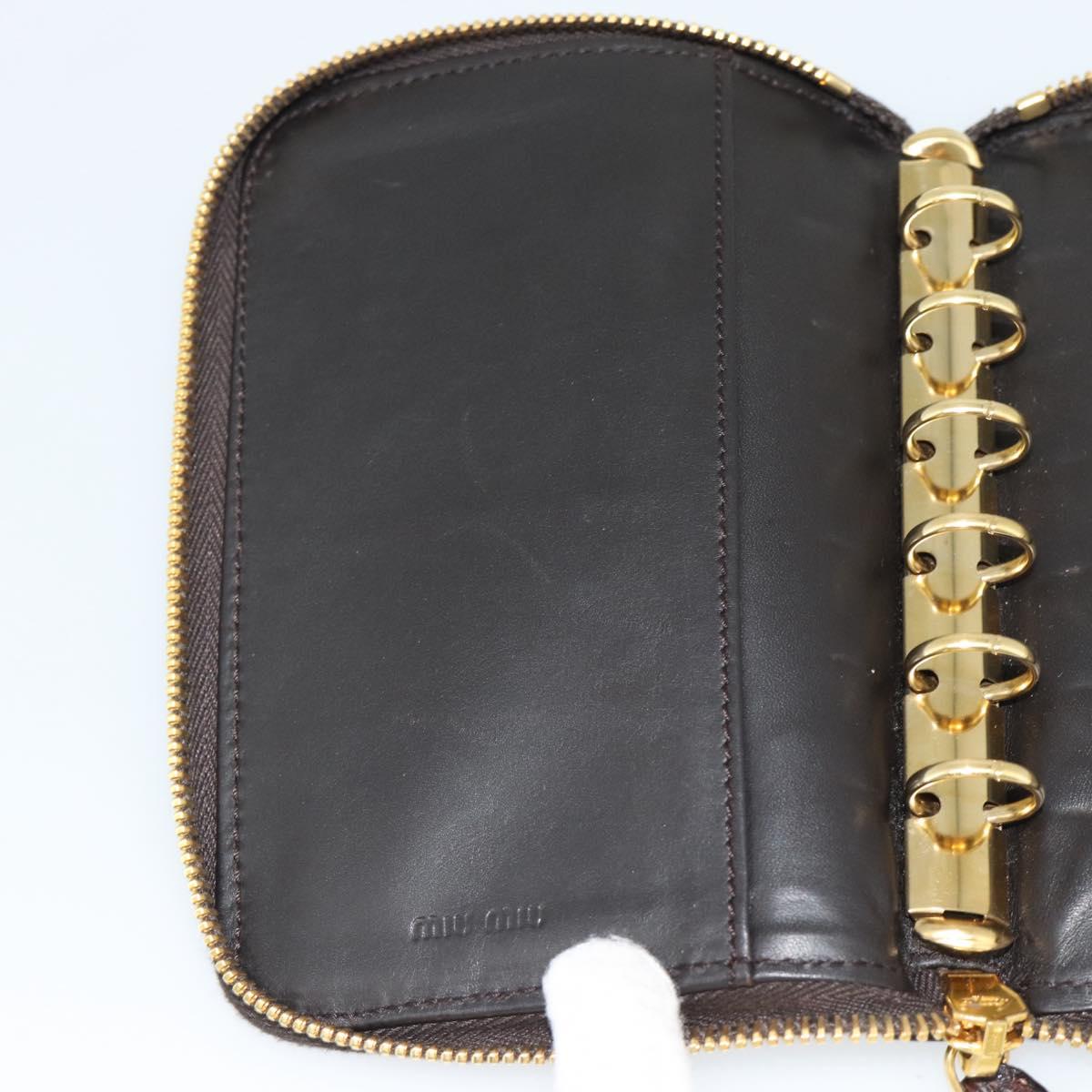 Miu Miu Day Planner Cover Leather Croco Embossed Brown Gold Auth 186547A