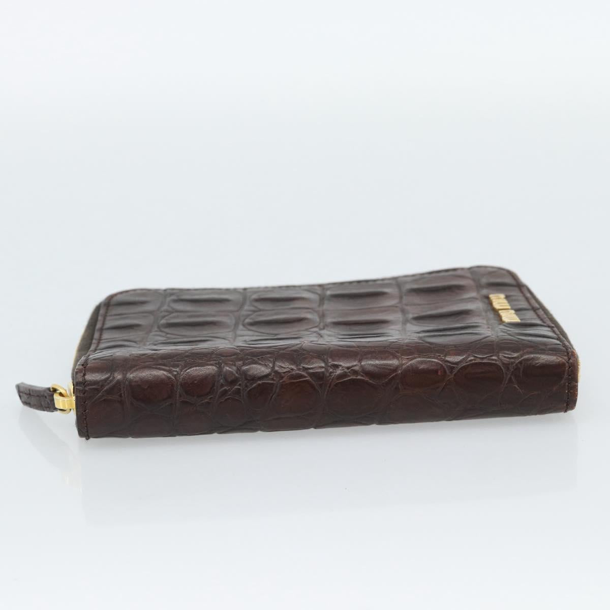 Miu Miu Day Planner Cover Leather Croco Embossed Brown Gold Auth 186547A