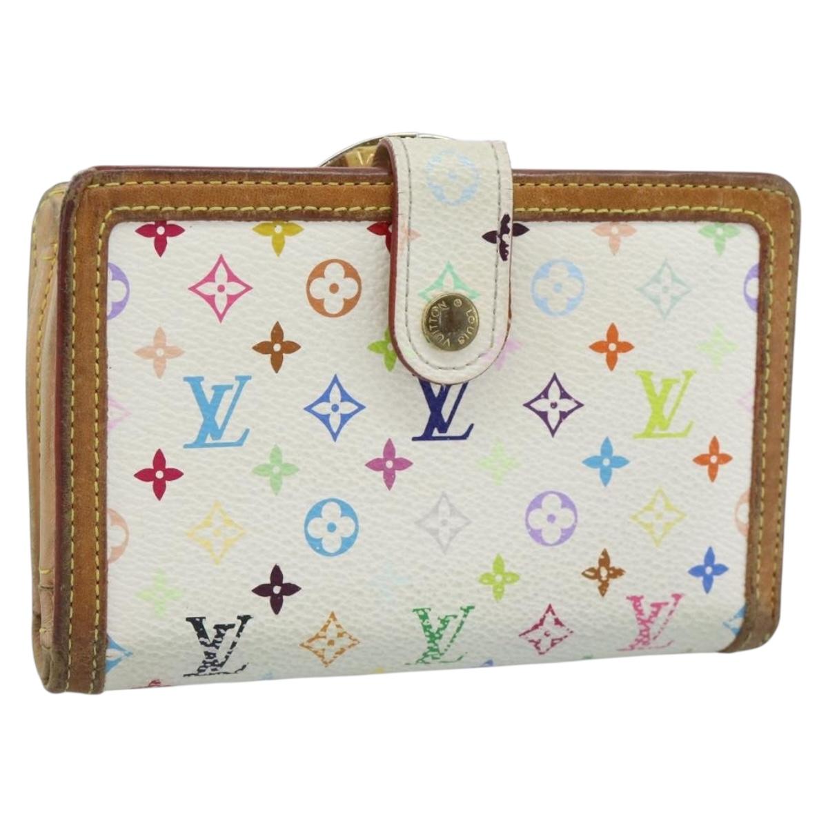 LOUIS VUITTON Multicolor Porte MonnaieViennois Wallet White M92987 Auth 186548