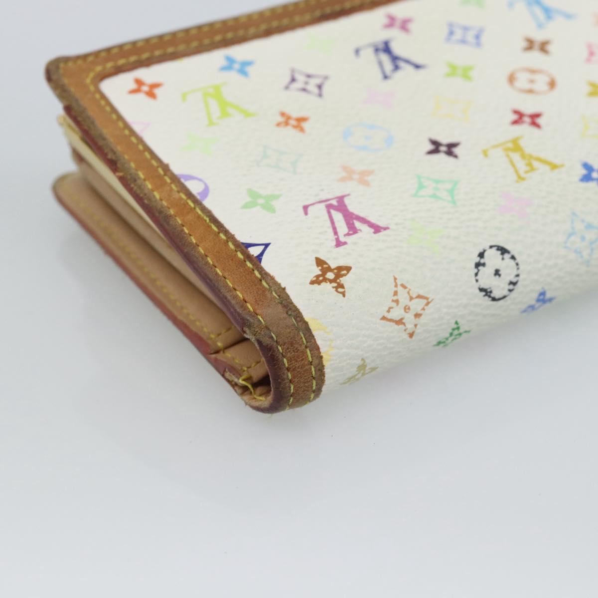 LOUIS VUITTON Multicolor Porte MonnaieViennois Wallet White M92987 Auth 186548