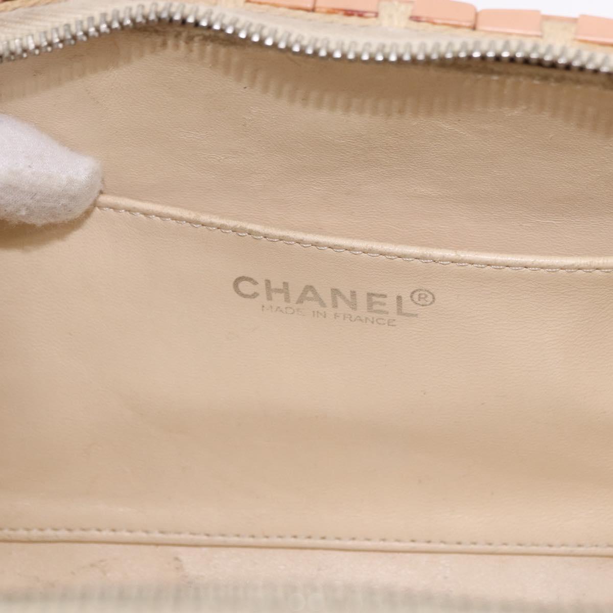 CHANEL Puzzle Hand Bag Leather Pink Silver CC Auth 186552