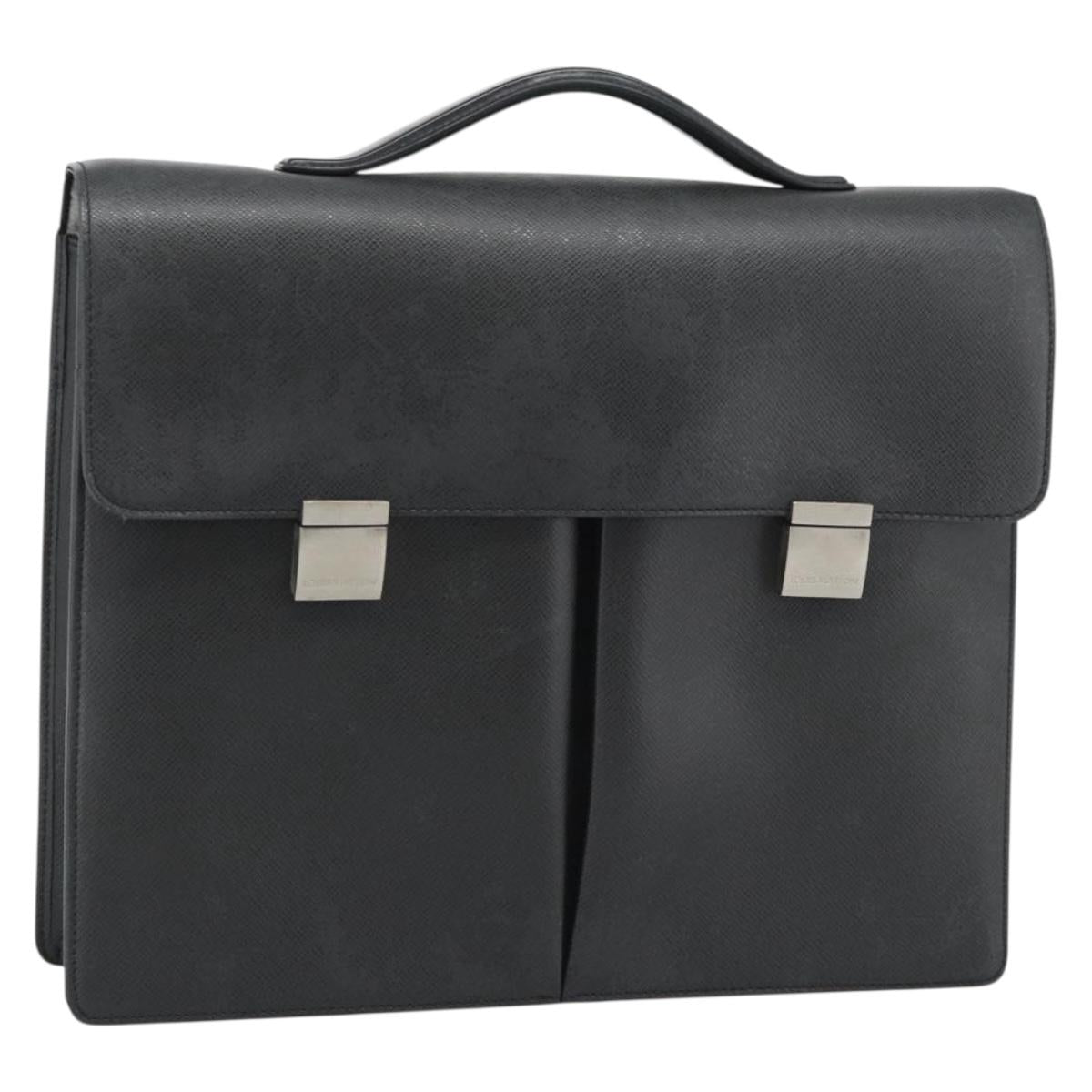 LOUIS VUITTON Taiga Serviette Kazan Business Bag Ardoise M30802 LV Auth 186558