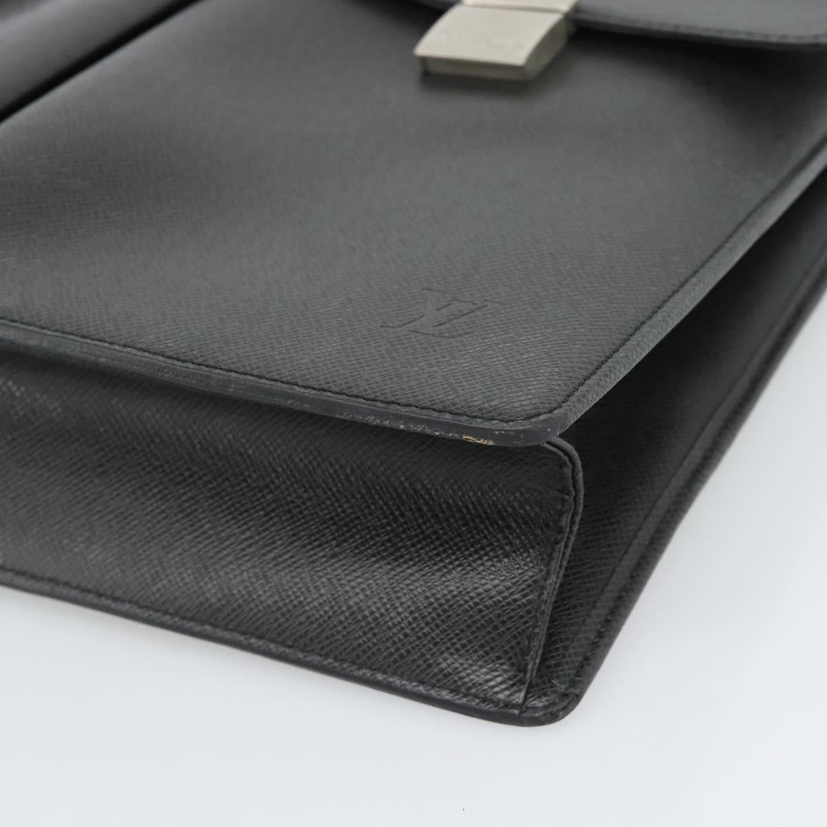 LOUIS VUITTON Taiga Serviette Kazan Business Bag Ardoise M30802 LV Auth 186558