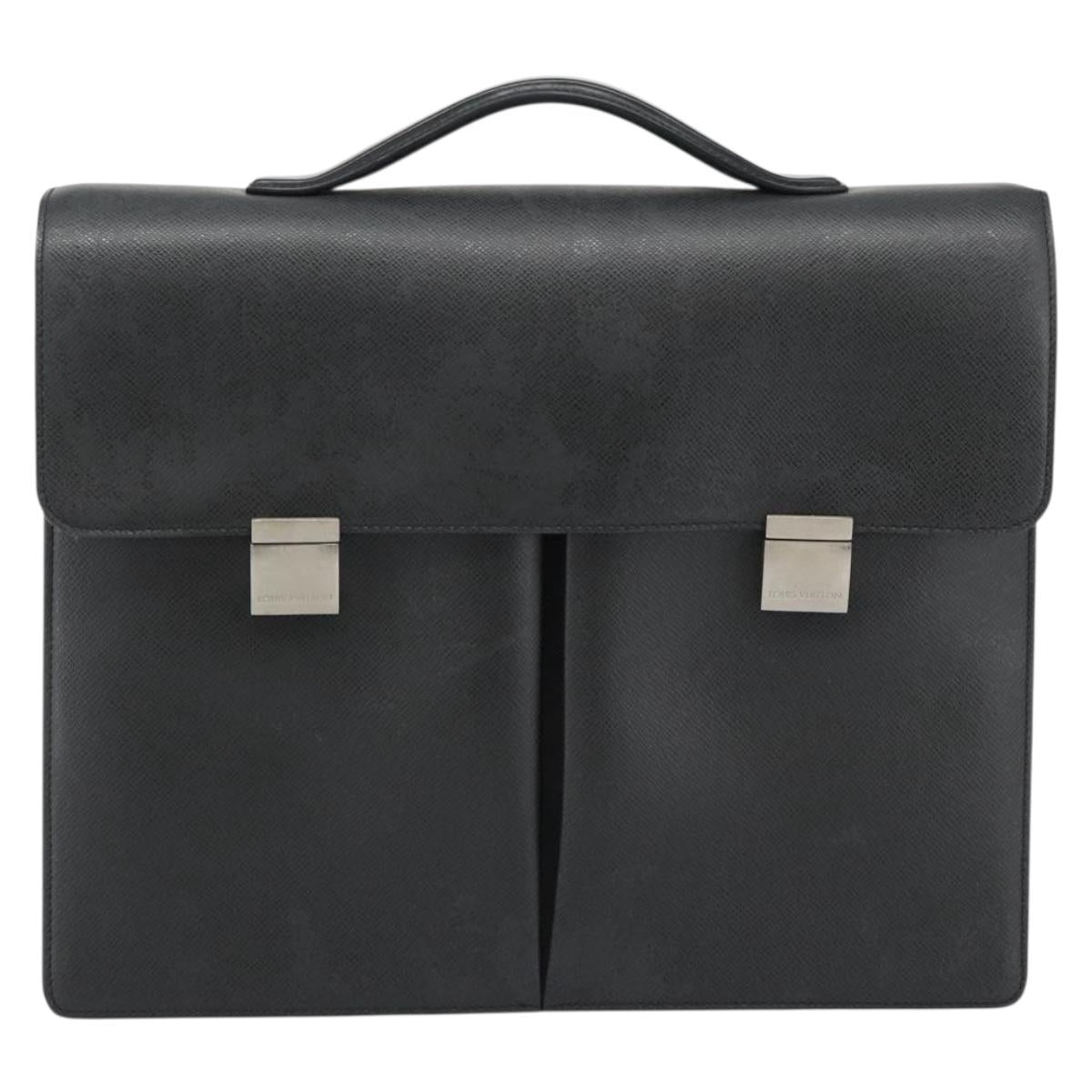 LOUIS VUITTON Taiga Serviette Kazan Business Bag Ardoise M30802 LV Auth 186558