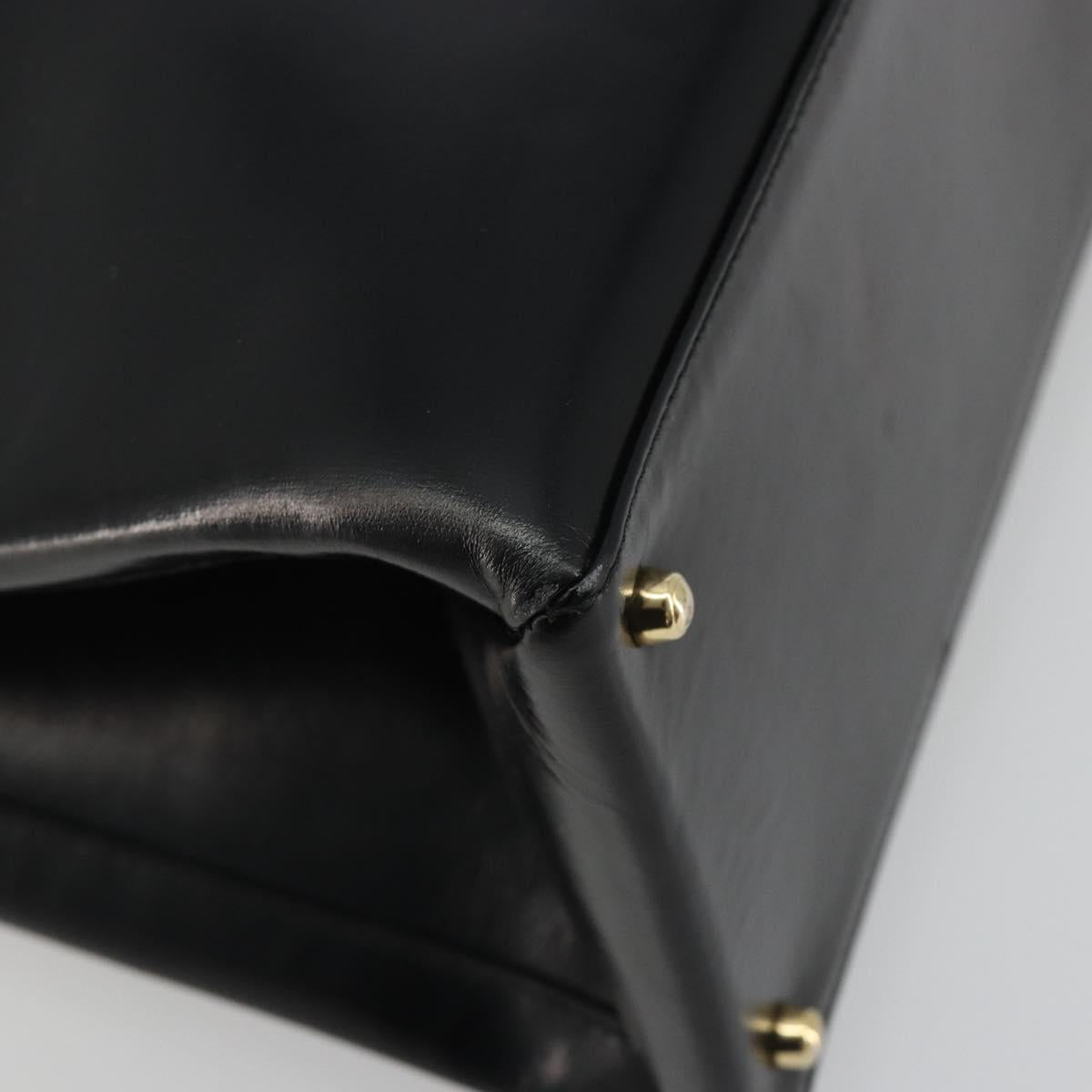 GUCCI Tote Bag Leather Black Gold 002 2046 0332 Auth 186559