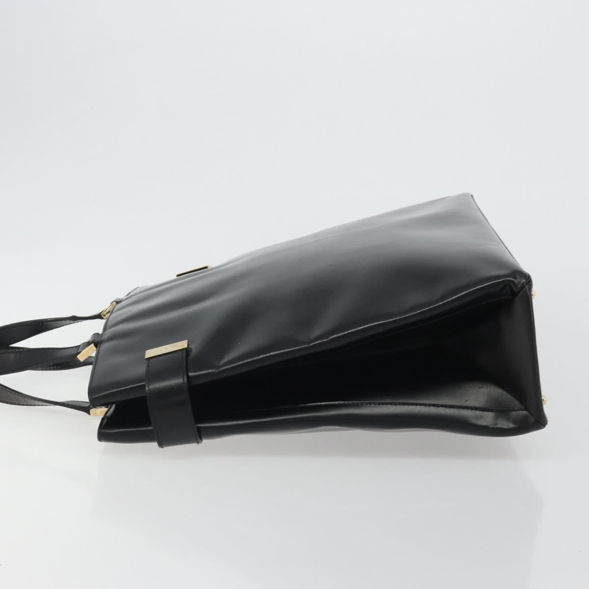 GUCCI Tote Bag Leather Black Gold 002 2046 0332 Auth 186559
