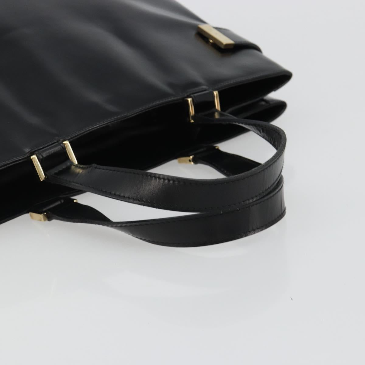 GUCCI Tote Bag Leather Black Gold 002 2046 0332 Auth 186559