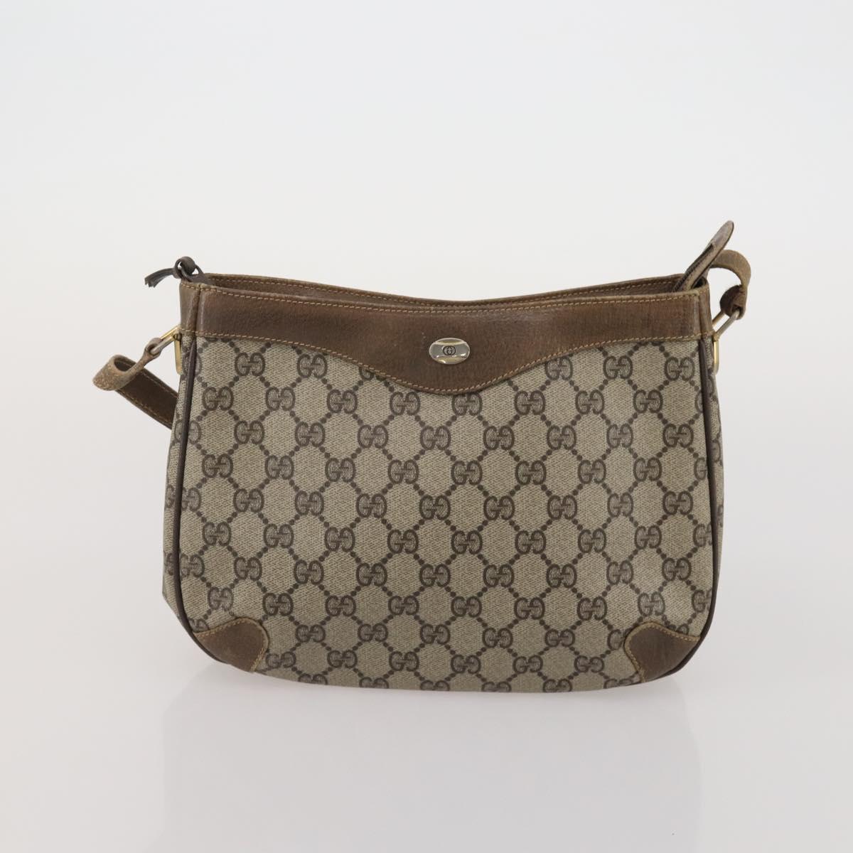 GUCCI GG Canvas GG Supreme Web Sherry Line Bag PVC 3 Set Beige Black Auth 186560