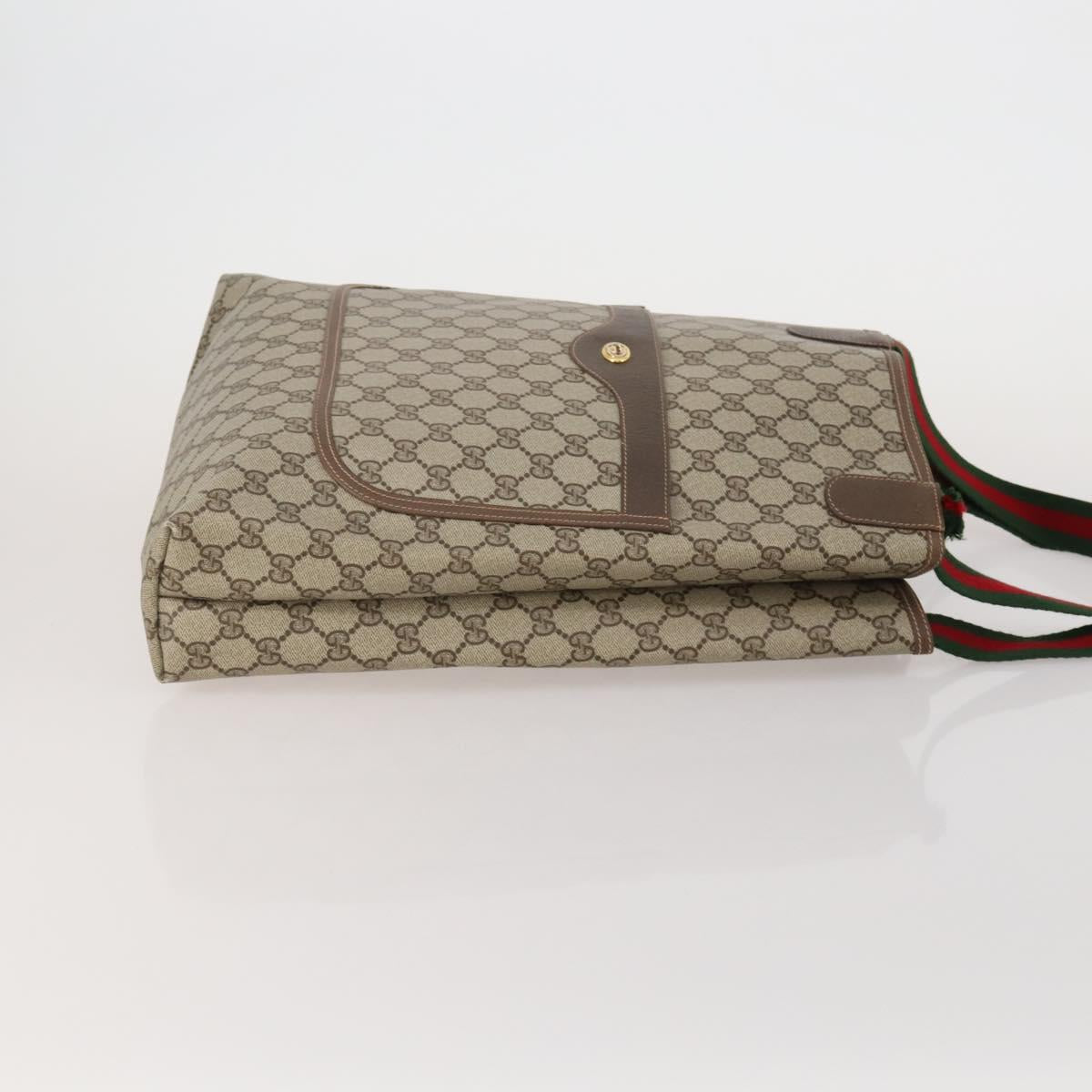 GUCCI GG Canvas GG Supreme Web Sherry Line Bag PVC 3 Set Beige Black Auth 186560