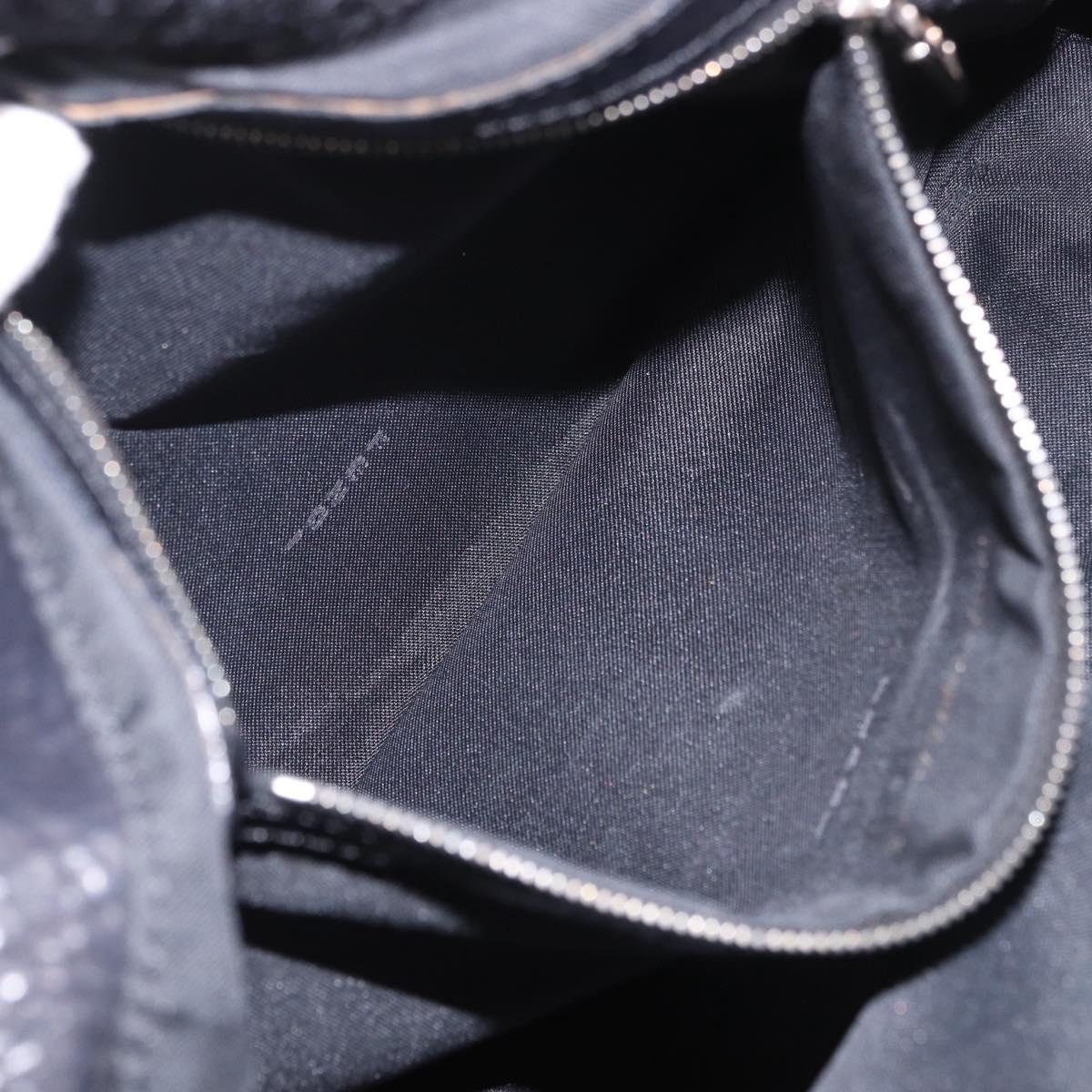 FENDI Hand Bag Harako Leather Black Silver Auth 186561A