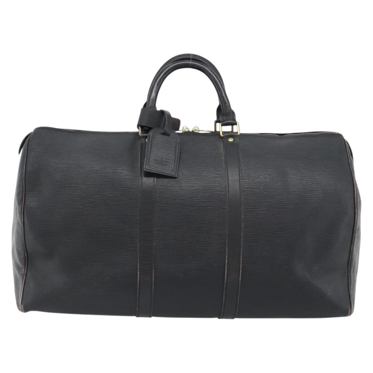 LOUIS VUITTON Epi Keepall 50 Boston Bag Black M42962 LV Auth 186562
