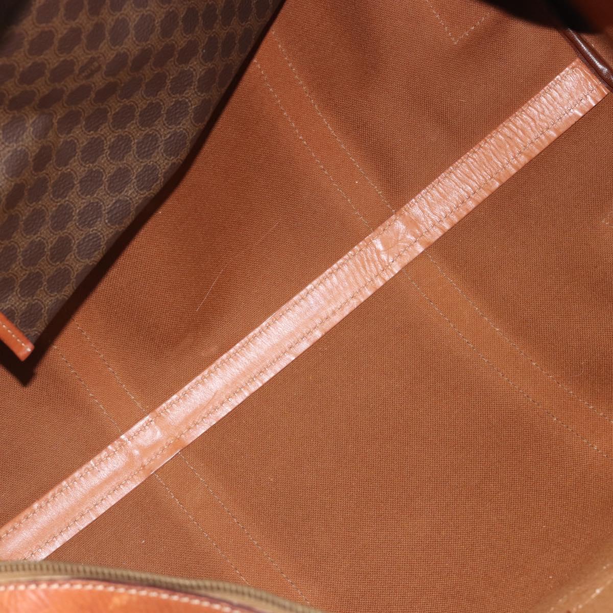 CELINE Macadam Canvas Boston Bag PVC Leather Brown Gold Auth 186563