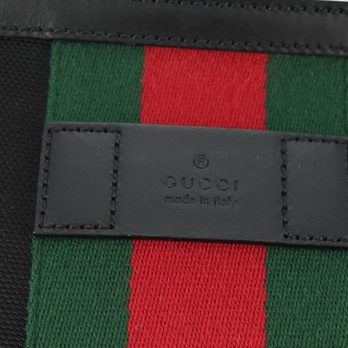 GUCCI Web Sherry Line Tote Bag Canvas Black Silver 631245 Auth 186564V