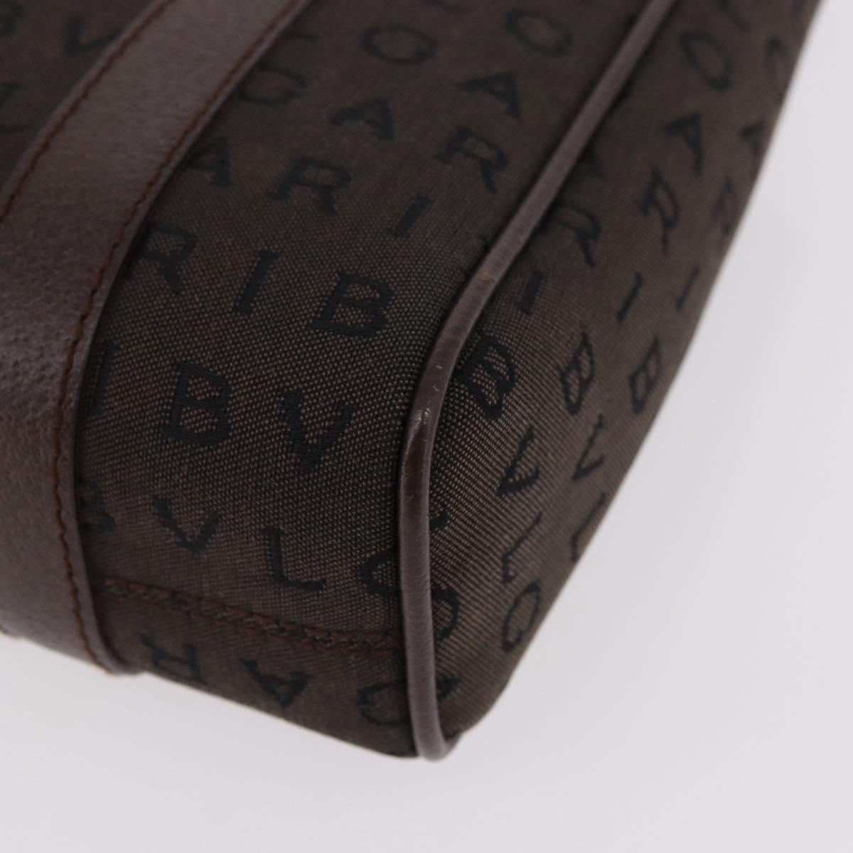 BVLGARI Logo Mania Hand Bag Canvas Brown Auth 186567A